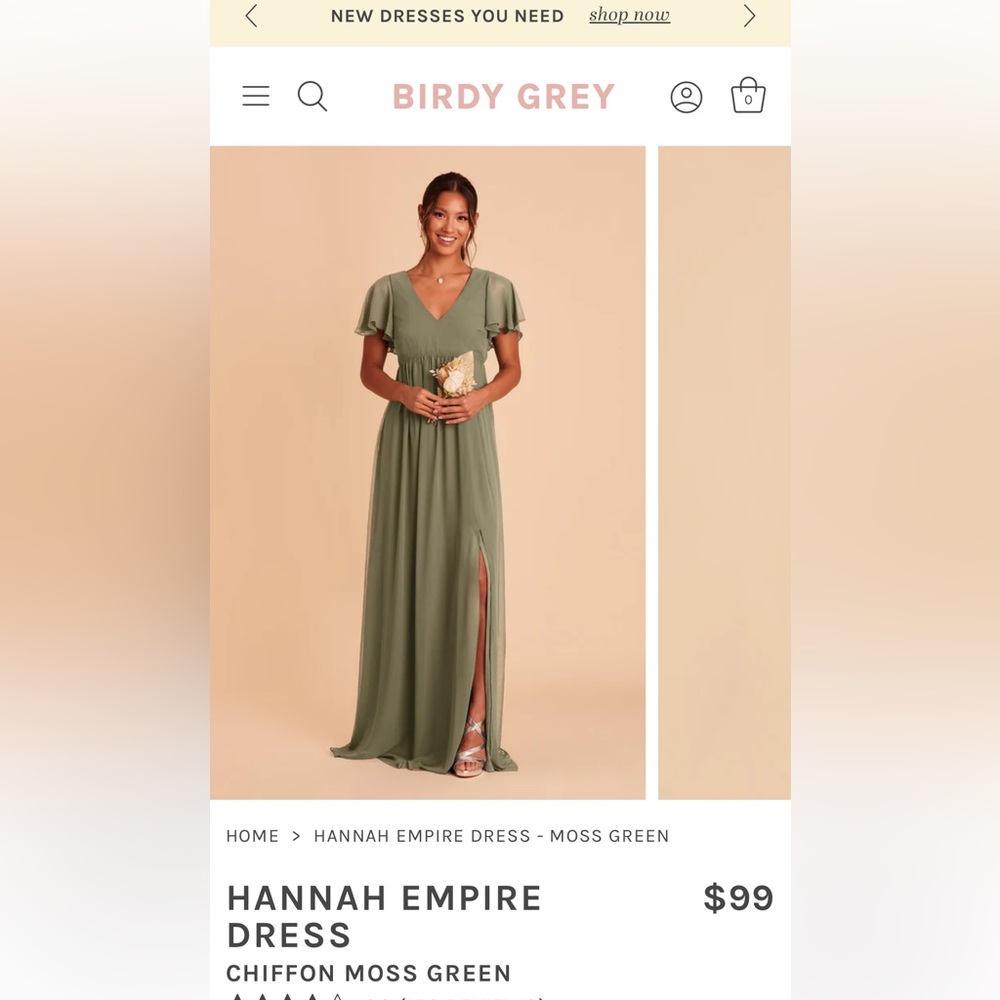 Birdy Grey Bridesmaids dress. Hannah Empire. CHIFFON MOSS GREEN